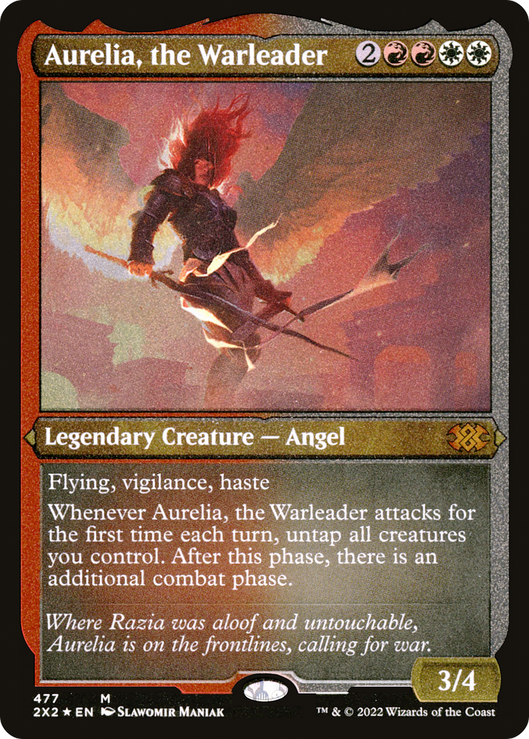 ETCHED FOIL Aurelia, the Warleader (2X2-477) - Double Masters 2022 - Magic The Gathering