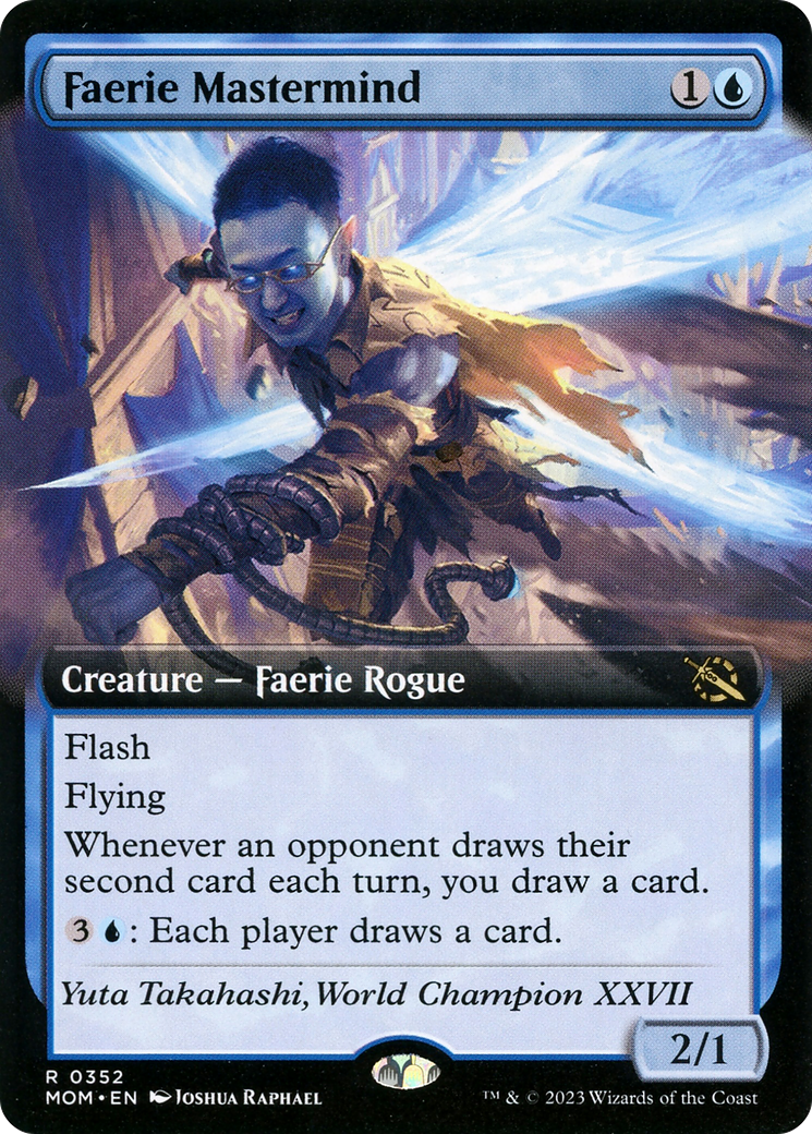 FOIL Faerie Mastermind (Extended Art) (MOM-352) - March of the Machine - Magic The Gathering