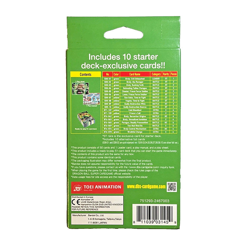 Dragon Ball Super Card Game Starter Deck Rising Broly SD08