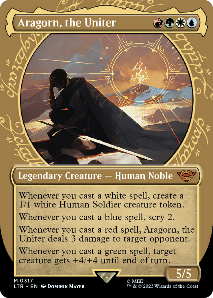 FOIL Aragorn, the Uniter (Showcase) (LTR-317) - The Lord of the Rings: Tales of Middle-earth - Magic The Gathering