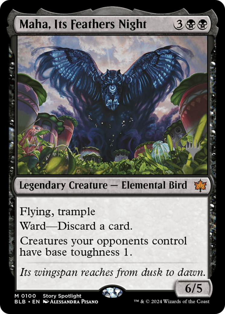 Maha, Its Feathers Night (PPBLB-100) - Bloomburrow Promos - Magic The Gathering