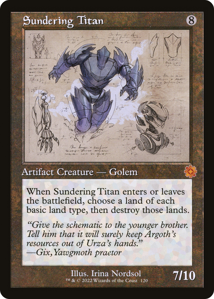 FOIL Sundering Titan (Schematic) (BRR-120) - The Brothers' War Retro Artifacts - Magic The Gathering