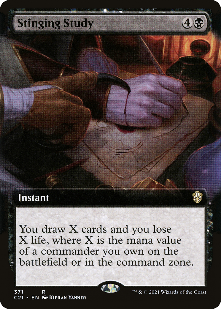 Stinging Study (Extended Art) (C21-371) - Commander 2021 - Magic The Gathering