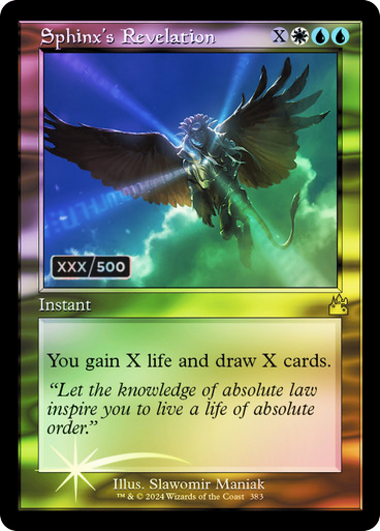 FOIL Sphinx's Revelation (Retro Frame) (Serial Numbered) (RVR-383) - Ravnica Remastered - Magic The Gathering