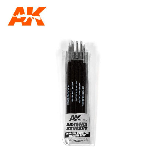 Ak Interactive - Tools - Set Of 5 Silicone Brushes Medium Hard Tip Medium