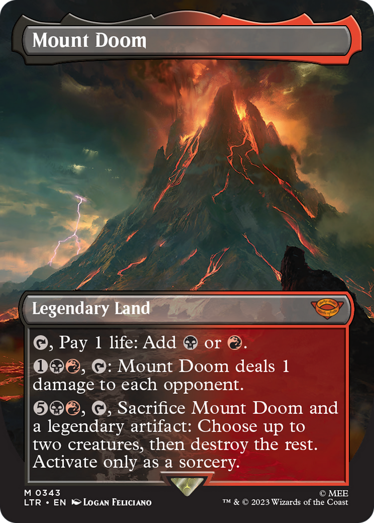 FOIL Mount Doom (Borderless) (LTR-343) - The Lord of the Rings: Tales of Middle-earth - Magic The Gathering