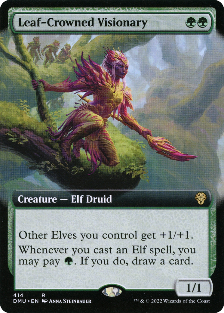 Leaf-Crowned Visionary (Extended Art) (DMU-414) - Dominaria United - Magic The Gathering