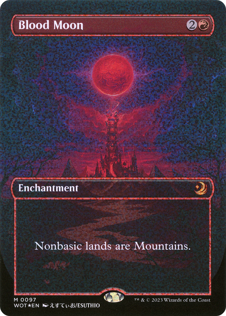 FOIL Blood Moon (Anime Borderless) (Confetti Foil) (WOT-097) - Wilds of Eldraine: Enchanting Tales - Magic The Gathering