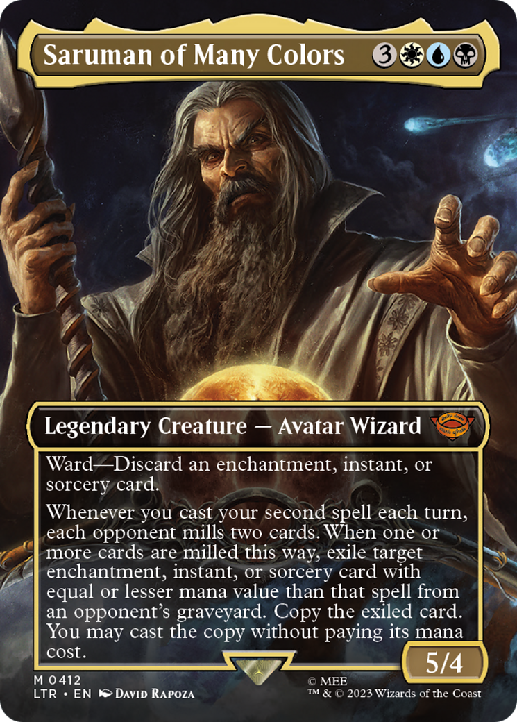FOIL Saruman of Many Colors (Borderless) (LTR-412) - The Lord of the Rings: Tales of Middle-earth - Magic The Gathering