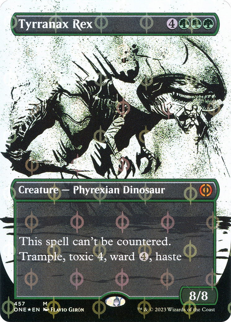 FOIL Tyrranax Rex (Showcase) (Step-and-Compleat Foil) (ONE-457) - Phyrexia: All Will Be One - Magic The Gathering