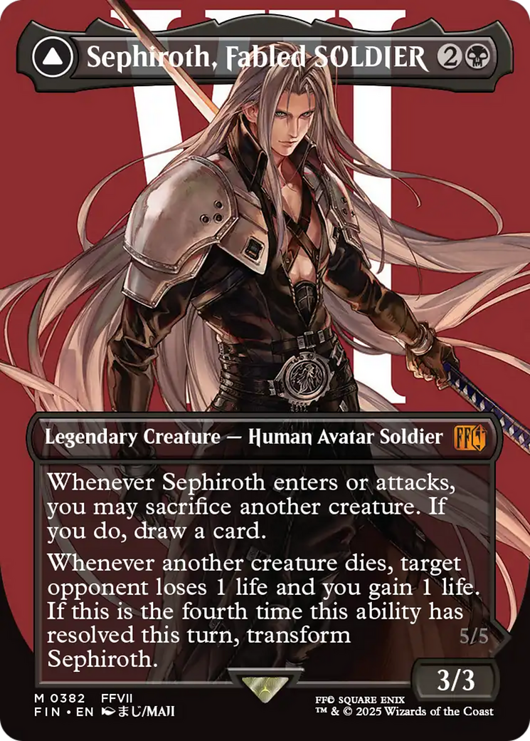 FOIL Sephiroth, Fabled SOLDIER (Borderless) (0382) (FIN-382) - FINAL FANTASY - Magic The Gathering