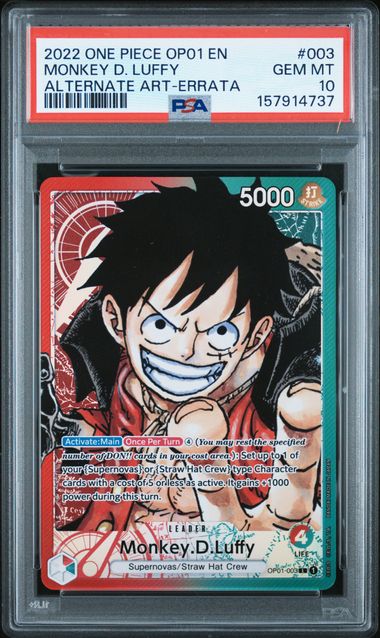 MONKEY D. LUFFY #003 2022 OP01 ALTERNATE ART-ERRATA PSA 10