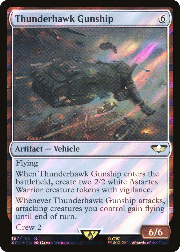 FOIL Thunderhawk Gunship (Surge Foil) (40K-167) - Warhammer 40,000 Commander - Magic The Gathering