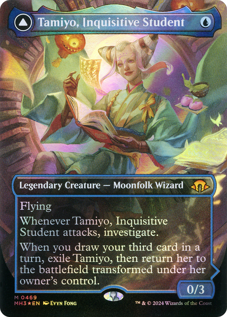 FOIL Tamiyo, Inquisitive Student (Borderless) (Textured Foil) (MH3-469) - Modern Horizons 3 - Magic The Gathering