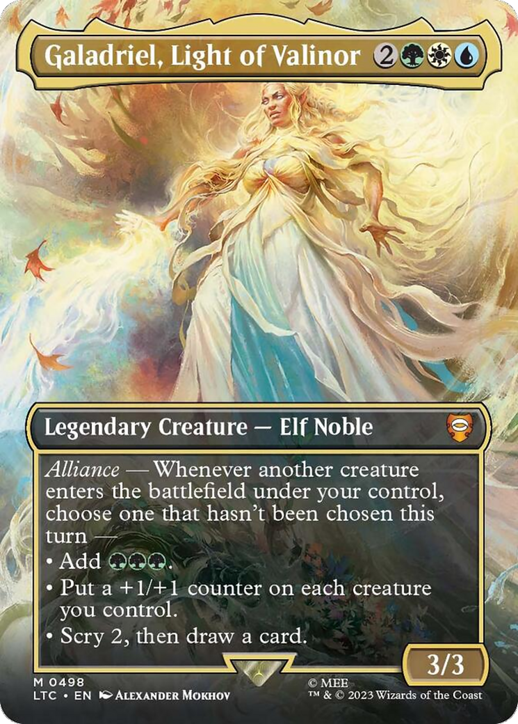 FOIL Galadriel, Light of Valinor (Borderless) (LTC-498) - Tales of Middle-earth Commander - Magic The Gathering