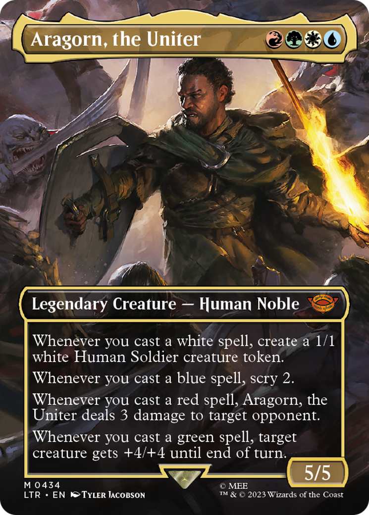 FOIL Aragorn, the Uniter (Borderless) (LTR-434) - The Lord of the Rings: Tales of Middle-earth - Magic The Gathering