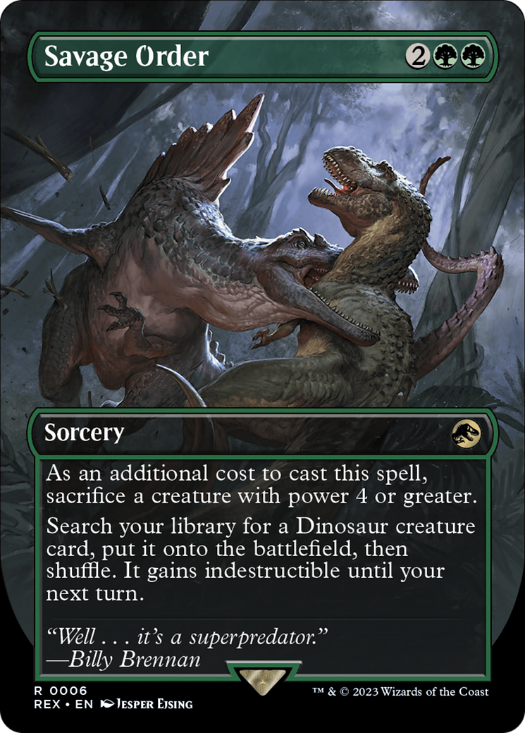 Savage Order (Borderless) (REX-006) - Jurassic World Collection - Magic The Gathering