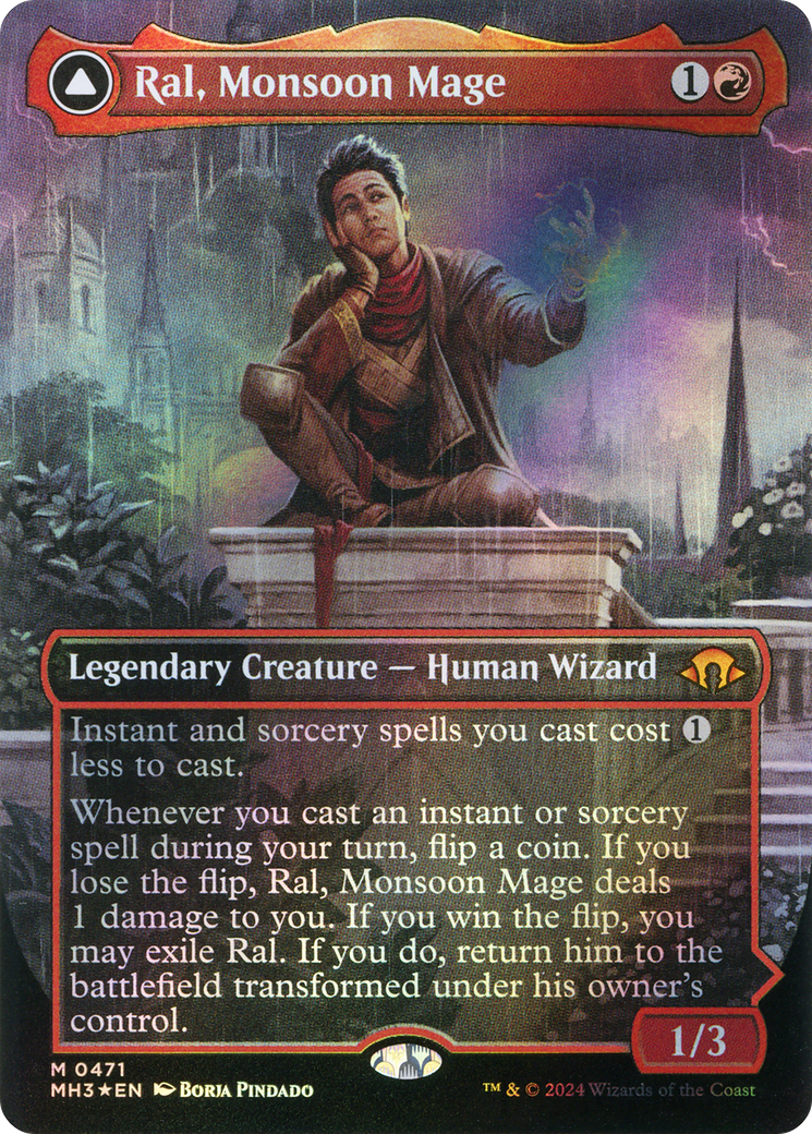 FOIL Ral, Monsoon Mage (Borderless) (Textured Foil) (MH3-471) - Modern Horizons 3 - Magic The Gathering