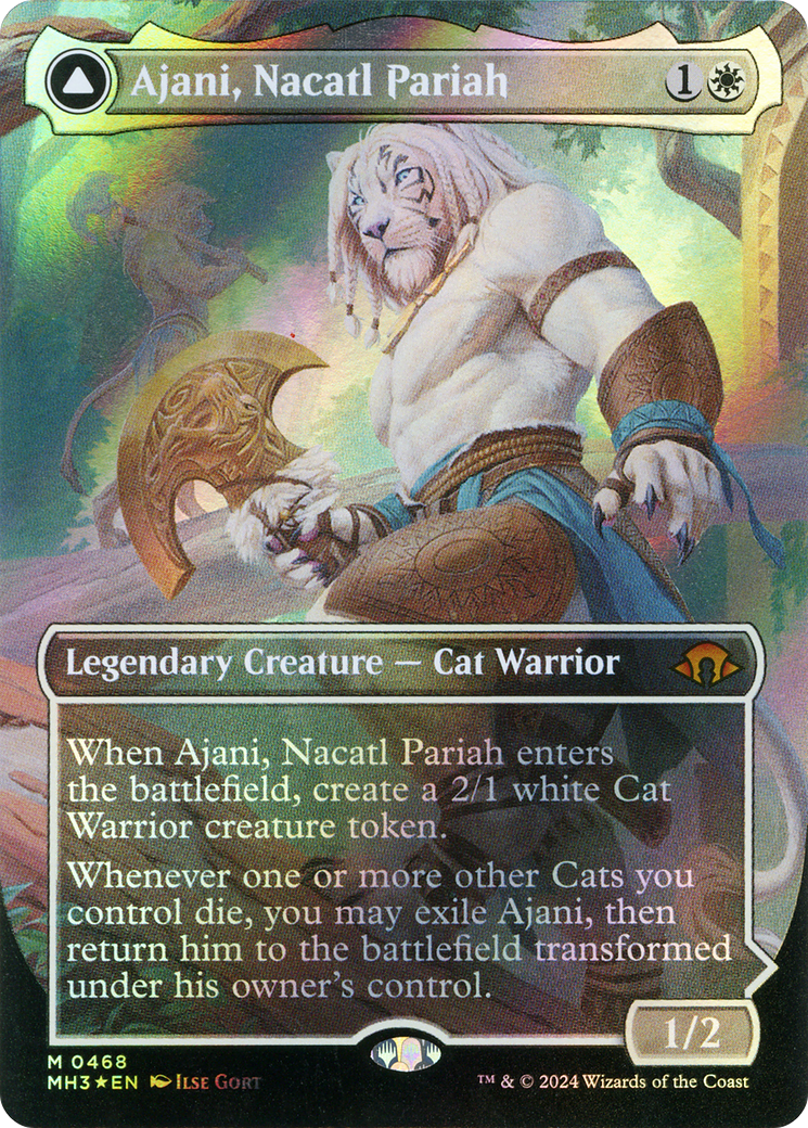 FOIL Ajani, Nacatl Pariah (Borderless) (Textured Foil) (MH3-468) - Modern Horizons 3 - Magic The Gathering