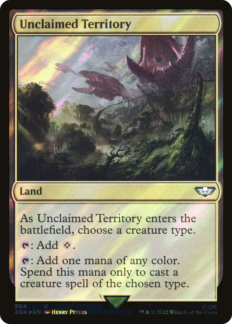 FOIL Unclaimed Territory (Surge Foil) (40K-304) - Warhammer 40,000 Commander - Magic The Gathering
