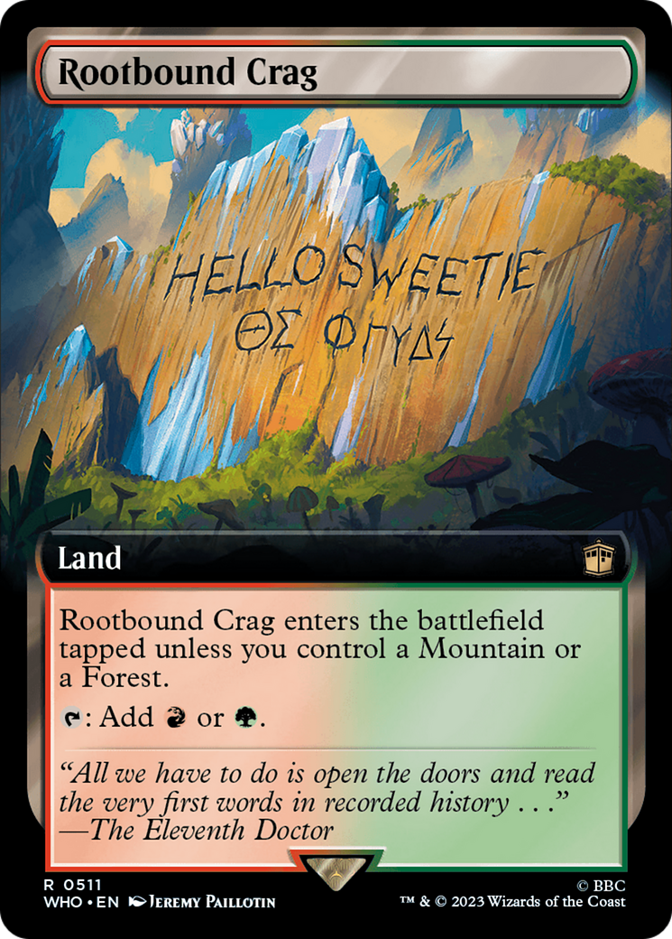 Rootbound Crag (Extended Art) (WHO-511) - Doctor Who - Magic The Gathering