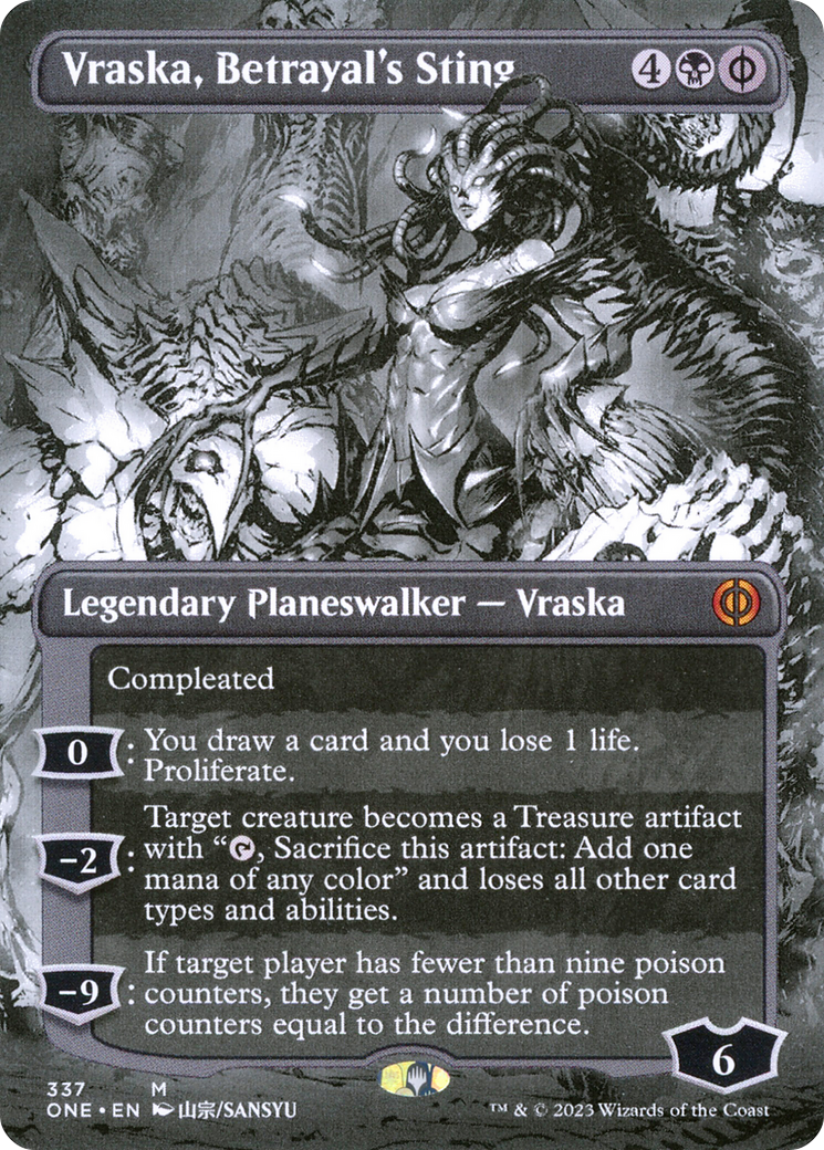FOIL Vraska, Betrayal's Sting (Borderless) (ONE-337) - Phyrexia: All Will Be One - Magic The Gathering