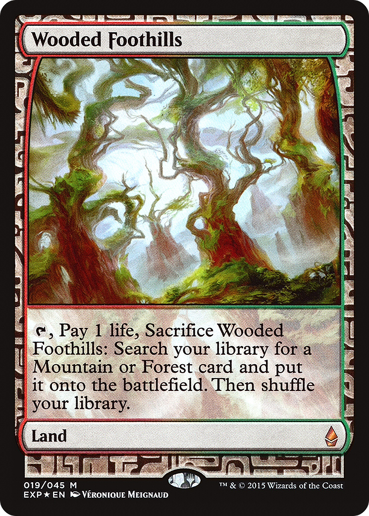 FOIL Wooded Foothills (EXP-019) - Zendikar Expeditions - Magic The Gathering