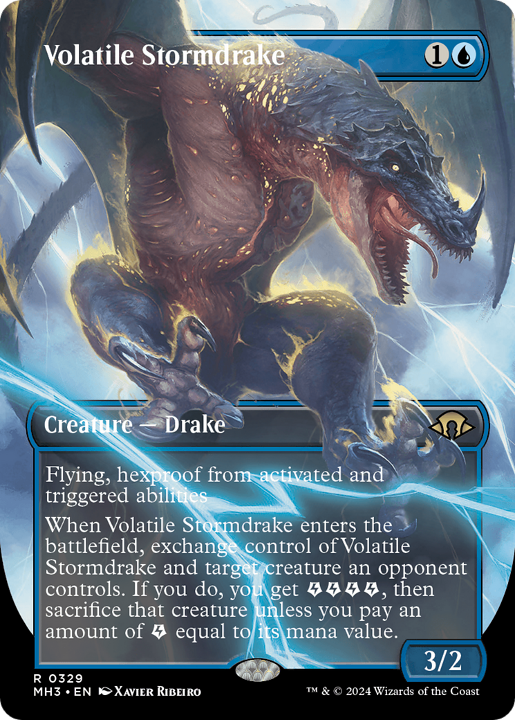 FOIL Volatile Stormdrake (Borderless) (MH3-329) - Modern Horizons 3 - Magic The Gathering