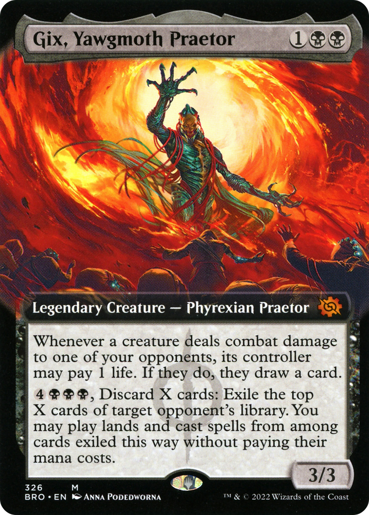 FOIL Gix, Yawgmoth Praetor (Extended Art) (BRO-326) - The Brothers' War - Magic The Gathering