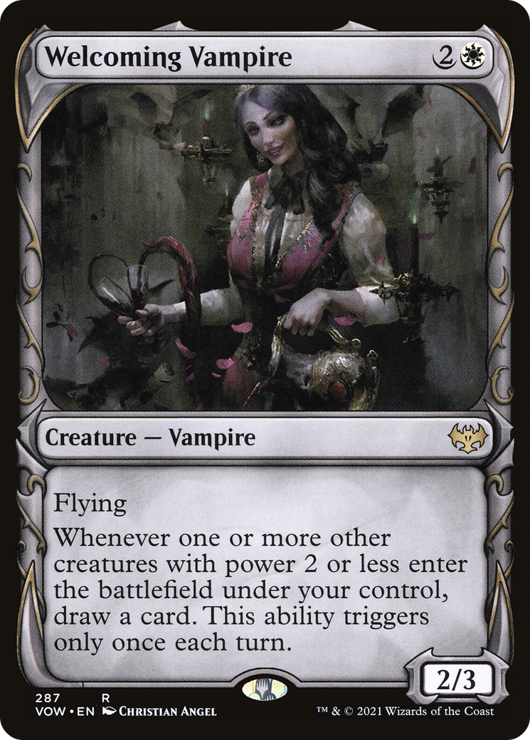 FOIL Welcoming Vampire (Showcase) (VOW-287) - Innistrad: Crimson Vow - Magic The Gathering