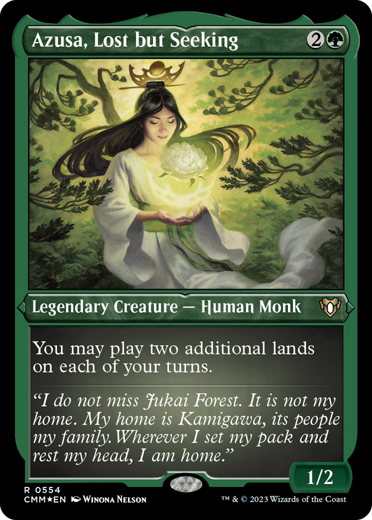 ETCHED FOIL Azusa, Lost but Seeking (CMM-554) - Commander Masters - Magic The Gathering
