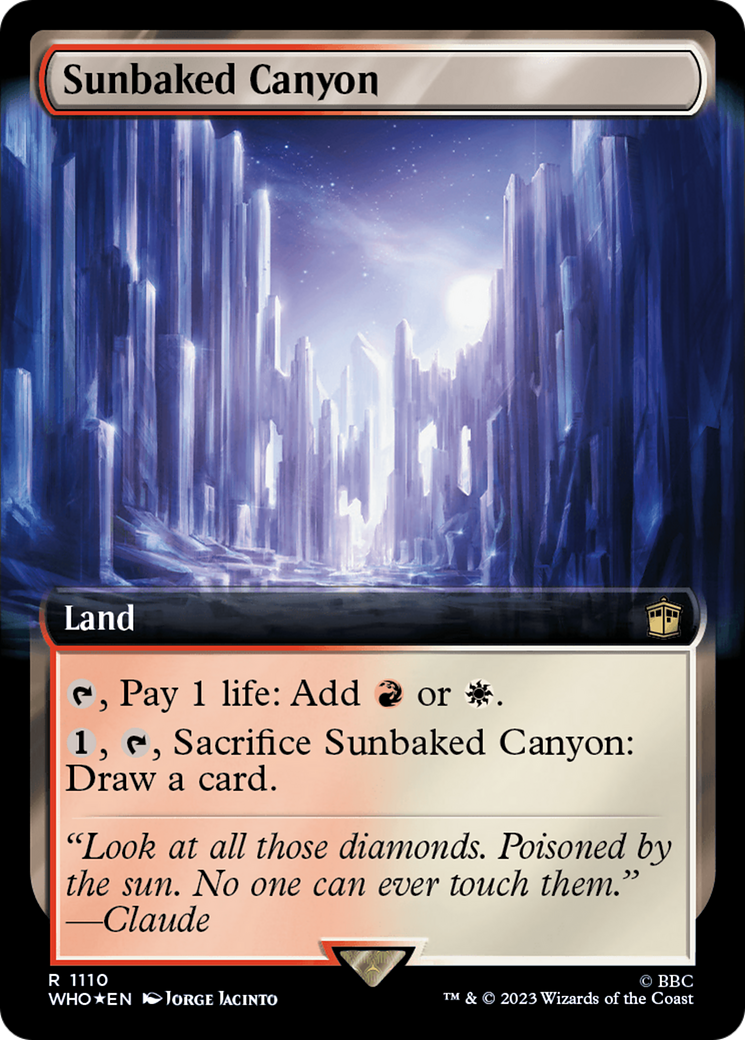 FOIL Sunbaked Canyon (Extended Art) (Surge Foil) (WHO-1110) - Doctor Who - Magic The Gathering