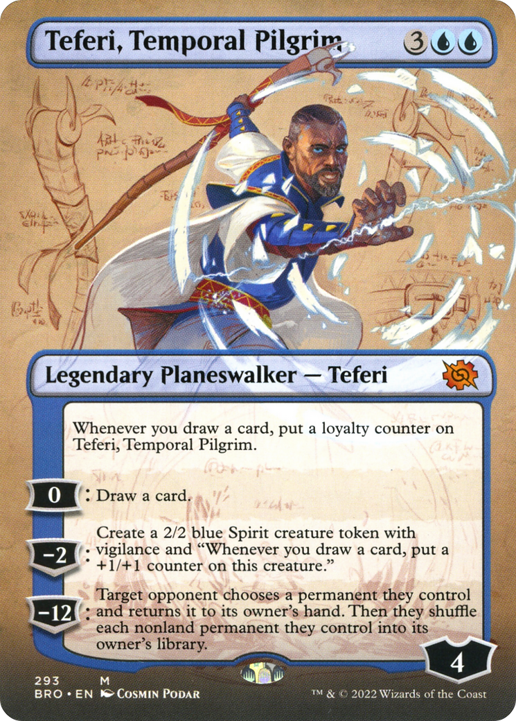 Teferi, Temporal Pilgrim (Borderless) (BRO-293) - The Brothers' War - Magic The Gathering