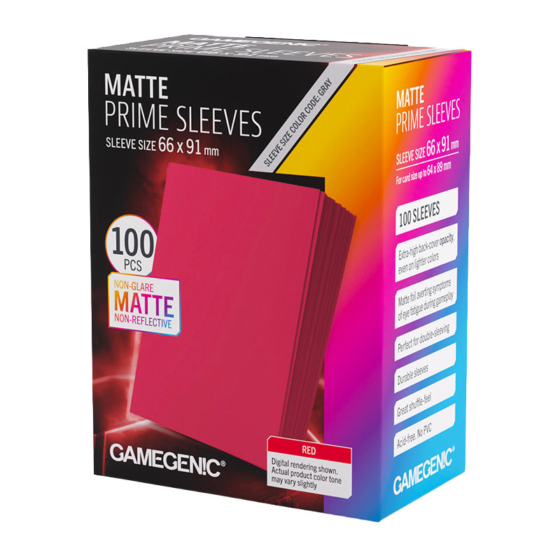 Gamegenic 100ct Matte Prime Card Red Sleeves 66x91mm