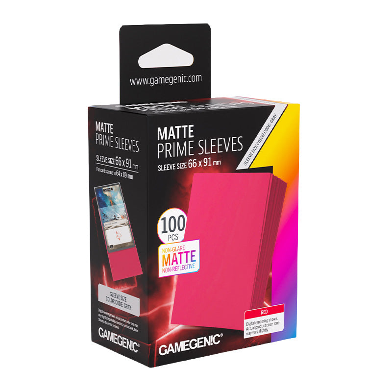 Gamegenic 100ct Matte Prime Card Red Sleeves 66x91mm