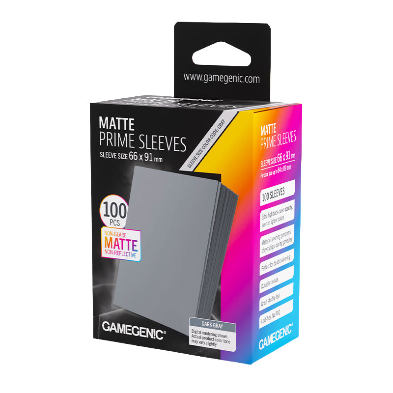 Gamegenic Matte Prime Card Sleeves Dark Gray (66mm x 91mm) (100 Sleeves Per Pack)