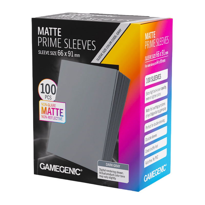 Gamegenic Matte Prime Card Sleeves Dark Gray (66mm x 91mm) (100 Sleeves Per Pack)