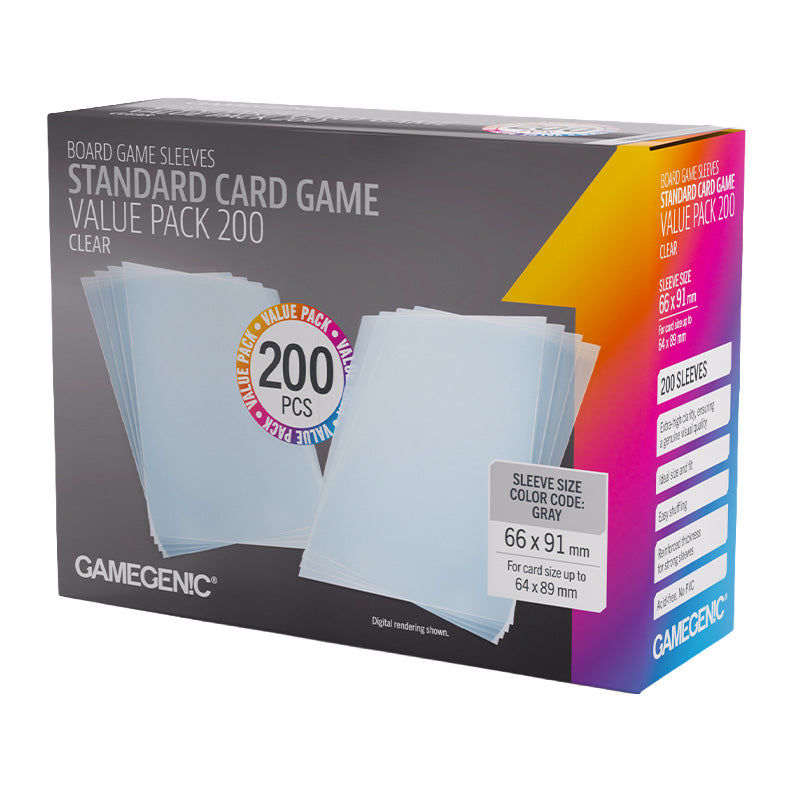 Gamegenic Prime Board Game Sleeves Value Pack Standard Size 66mm x 91mm 200pc