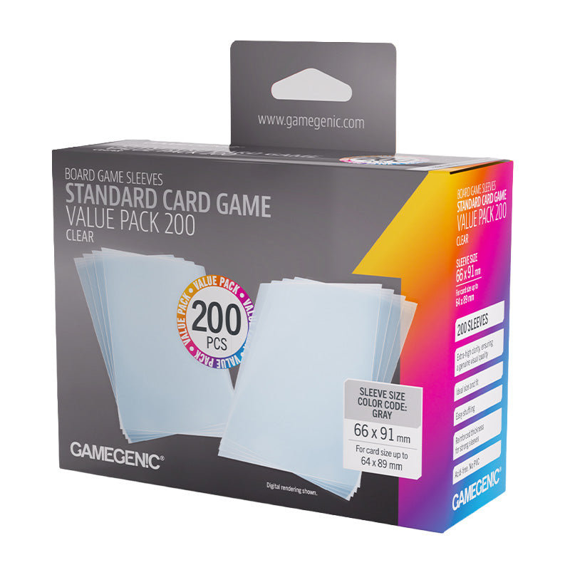 Gamegenic Prime Board Game Sleeves Value Pack Standard Size 66mm x 91mm 200pc