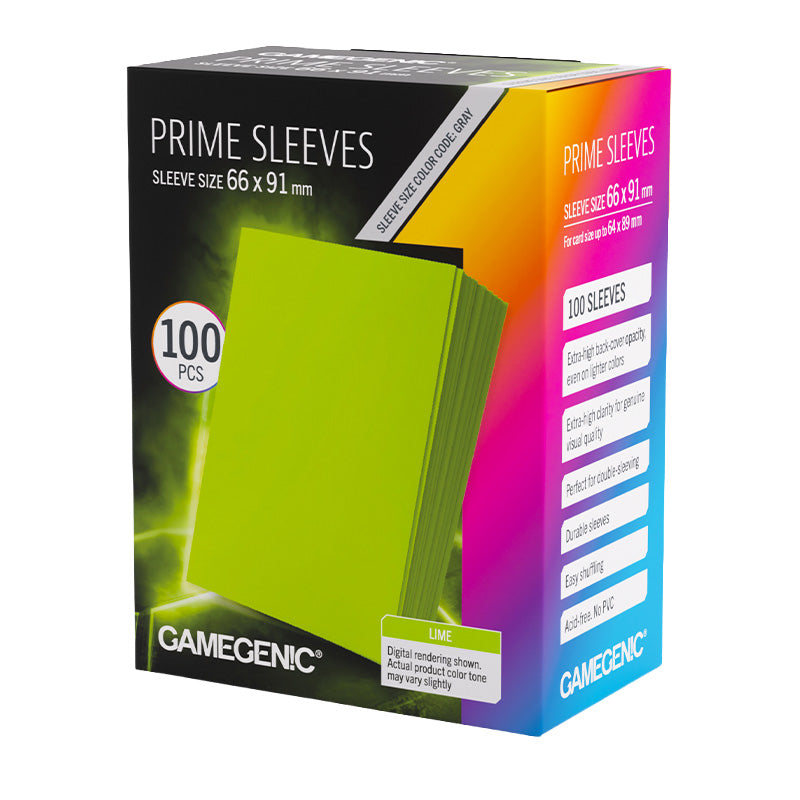 Gamegenic Prime Card Sleeves Lime (66mm x 91mm) (100 Sleeves Per Pack)