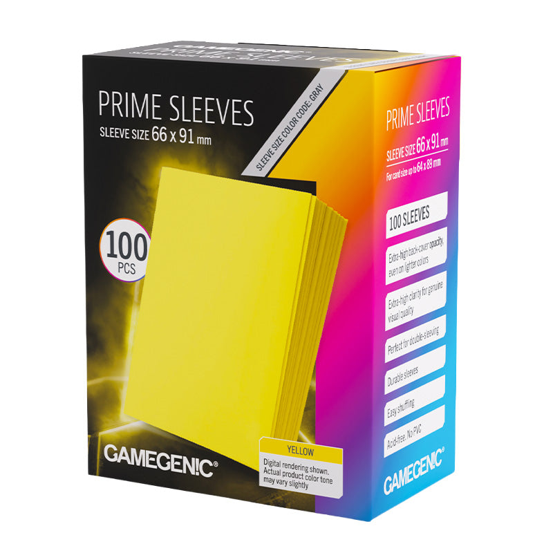 Gamegenic Prime Card Sleeves Yellow (66mm x 91mm) (100 Sleeves Per Pack)