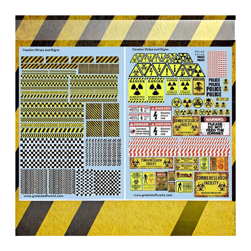 Green Stuff World Waterslide Decal Sheets - Caution Strips