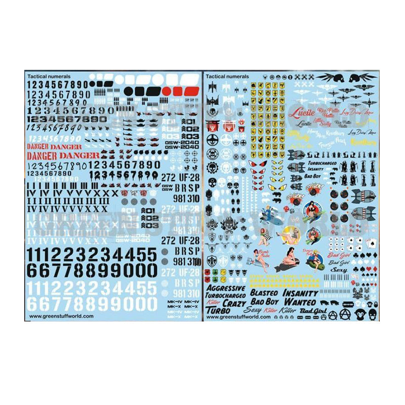 Green Stuff World Waterslide Decals - Tactical Number
