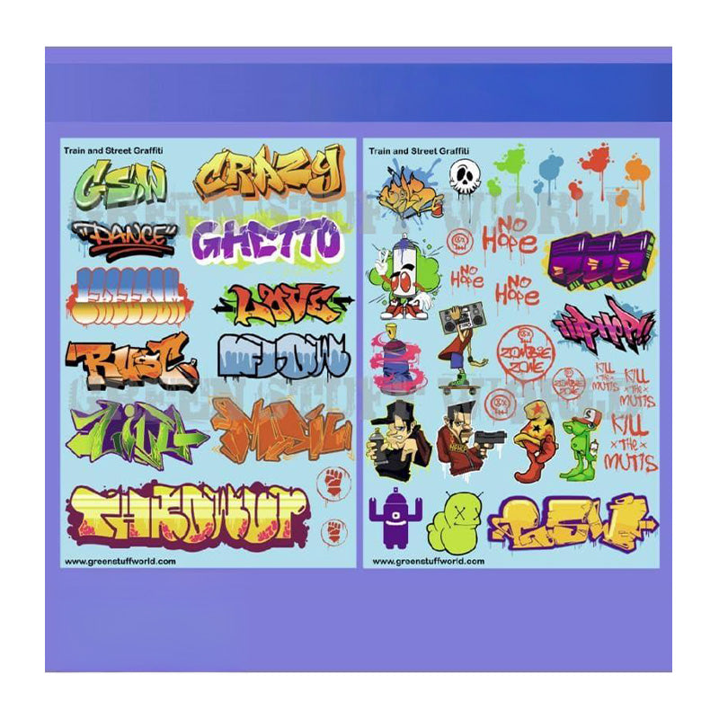 Green Stuff World Waterslide Decals - Train and Graffiti Mix
