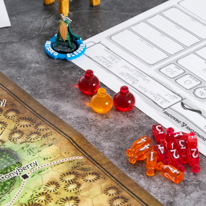 Healing Potion Markers & Dice - Set of 24 Dice & 15 Potions Tokens