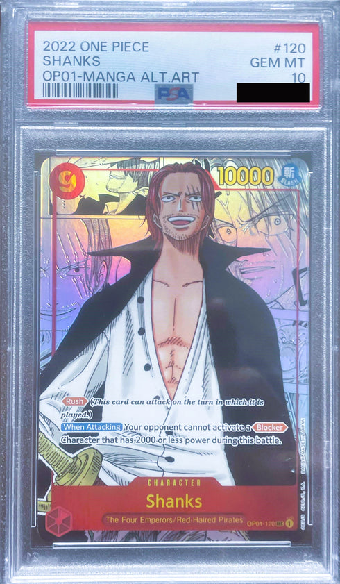 PSA 10 Manga Shanks (Parallel) (Alternate Art) - OP01-120 One Piece - Romance Dawn