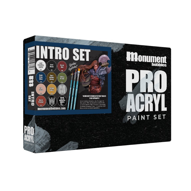 Monument Pro Acryl Intro Set - 12 Colors + 3 Synthetic Brushes