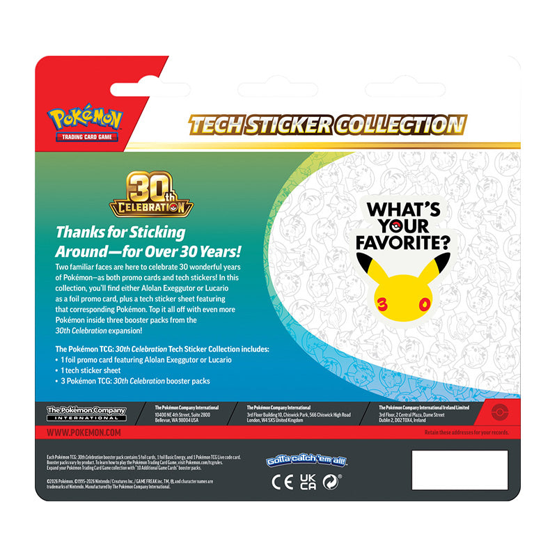 Pokemon TCG 30th Celebration Tech Sticker Collection (Random Select)