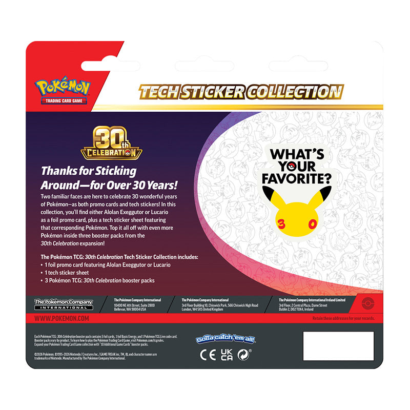 Pokemon TCG 30th Celebration Tech Sticker Collection (Random Select)