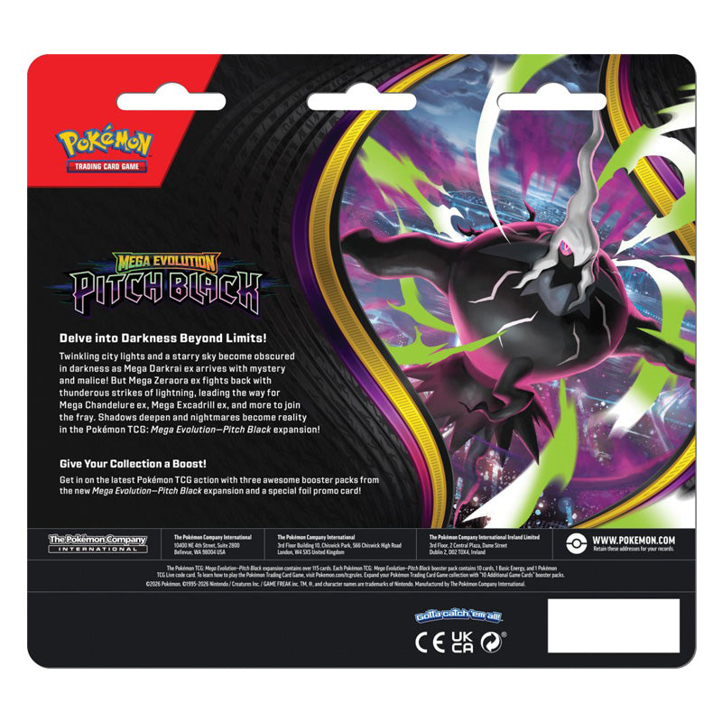 Pokemon TCG Mega Evolution Pitch Black Three Booster Blister